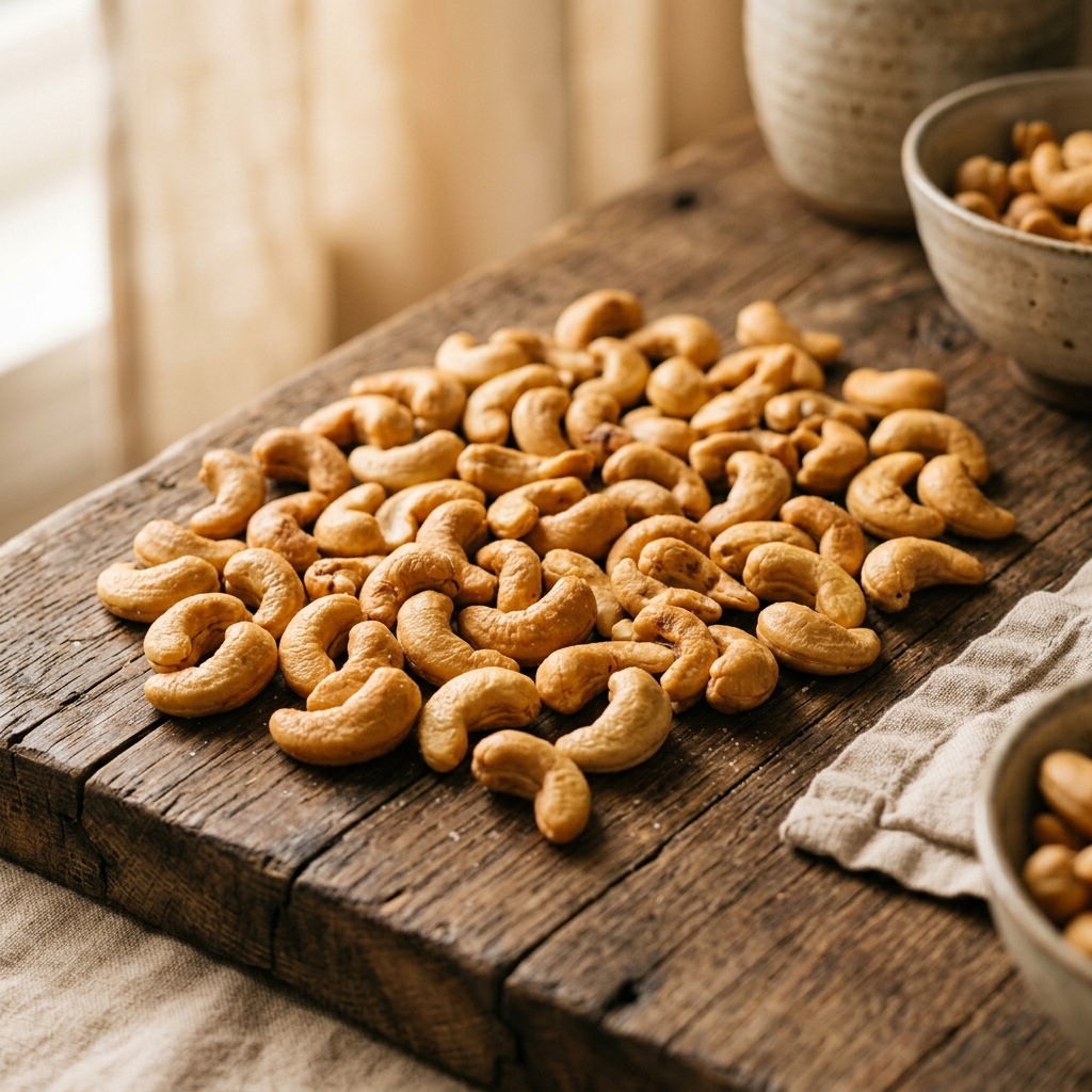 W240 cashew kernels close-up showing uniform jumbo size