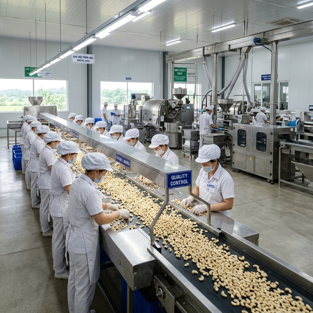W240 cashew processing and vacuum packing at Vietnam factory